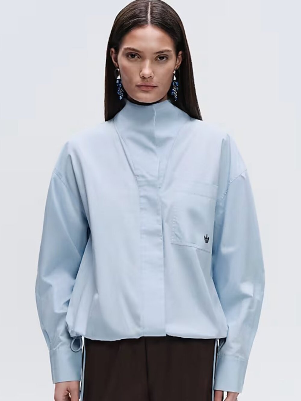 adidas Originals x ASOS funnel neck shirt in blue - size medium - Picture 2 of 9